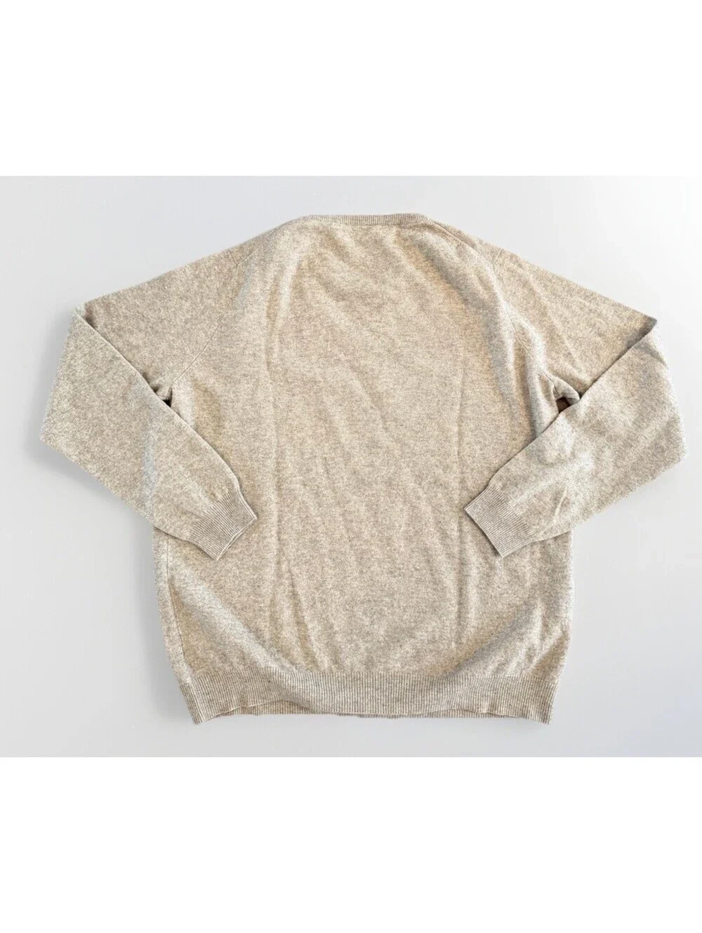 Woolovers Merino Wool Cashmere V Neck Sweater Men’s Large Tan Beige